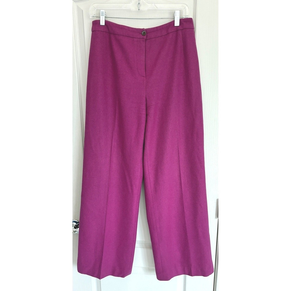 Harve Benard Magenta Wool Blend Wide Leg Trousers Pants Size 8 Made in Ukraine